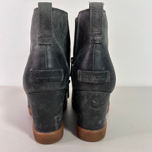 Sorel Womens Joan Uptown Wedge‎ Heel Boot Lace Up Zip Leather Gray Size 9.5 - Picture 6 of 14